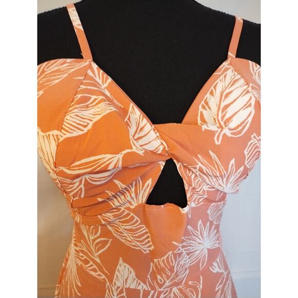 NWT Vilkoketa Front Knot Floral Women's Romper Tie & Elastic Back Pink White - Picture 2 of 8